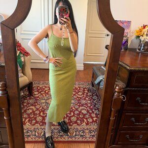 Line & Dot  Square Neckline Midi Length Dress